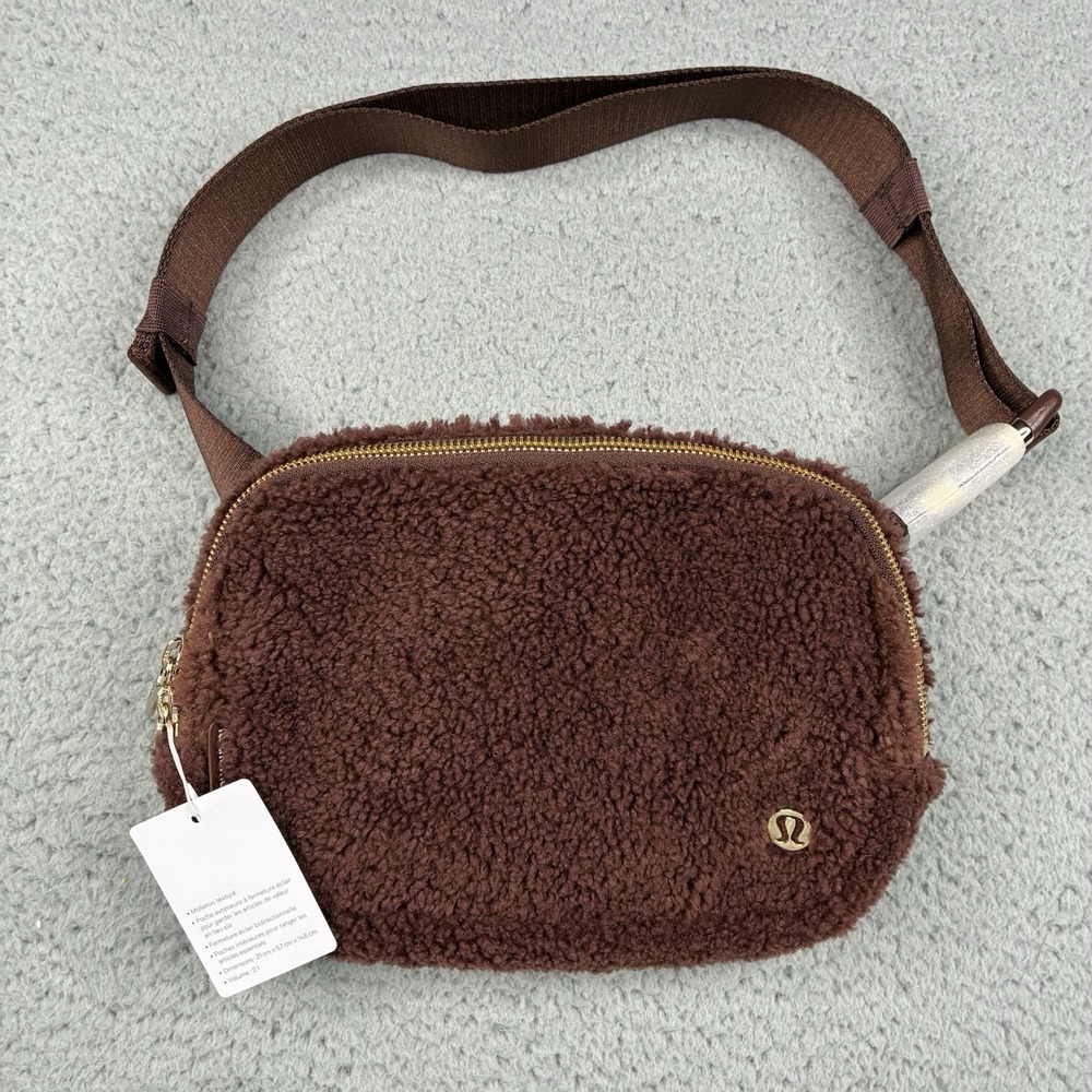 Lululemon Everywhere Crossbody Plush Fleece Bag Brown Gold LU9BDUS NWT